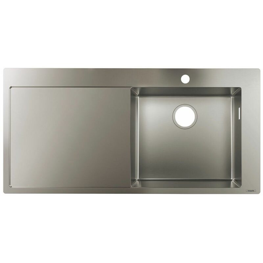 Hansgrohe - S71 Kitchen Sink Single Bowl Drainer Stainless Steel Inset Integrated - Silver