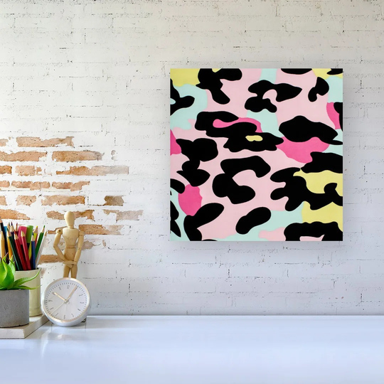 Colourful Leopard - Wrapped Canvas Graphic Art