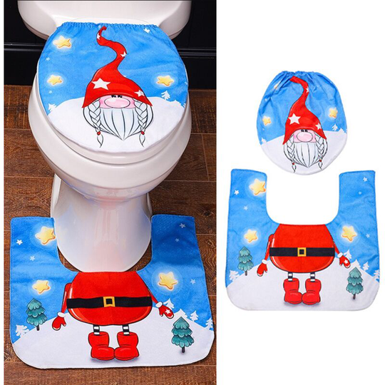 Toilet Seat Cover Toilet Seat Cover(Blue)Christmas Mat Bath Toilet Mat, for Home Decoration Closestool Seat Mat Toilet Lid Cover Accessory