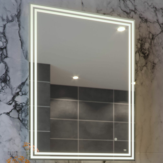 Rak Hermes Portrait led Mirror with Switch and Demister Pad 800mm h x 600mm w Illuminated