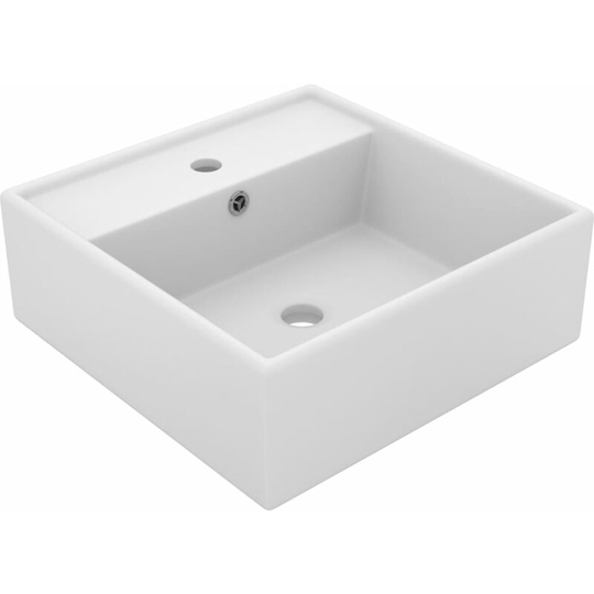 Luxury Basin Overflow Square Matt White 41x41 cm Ceramic Vidaxl White