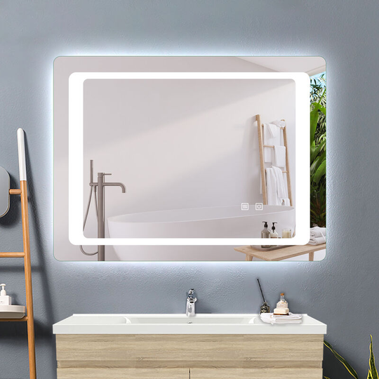 Acezanble - 900x650 Bathroom Mirrors with led Lights Fog Free Dual Touch Sensor Switch Wall Mounted Vanity Mirror Horizontal Vertical
