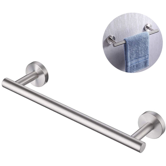 Hand Towel Bar Bathroom Towel Holder Kitchen Dish Cloth Hanger Drilling 304 Stainless Steel rustproof Wall Mount Brushed-Silver
