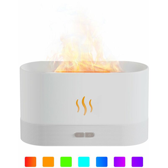 Asupermall - Simulation Flame Mist Humidifier With 7 Color Night Light Aromatherapy Essential Oil Diffuser Quiet Cool usb Humidifier for Home Office