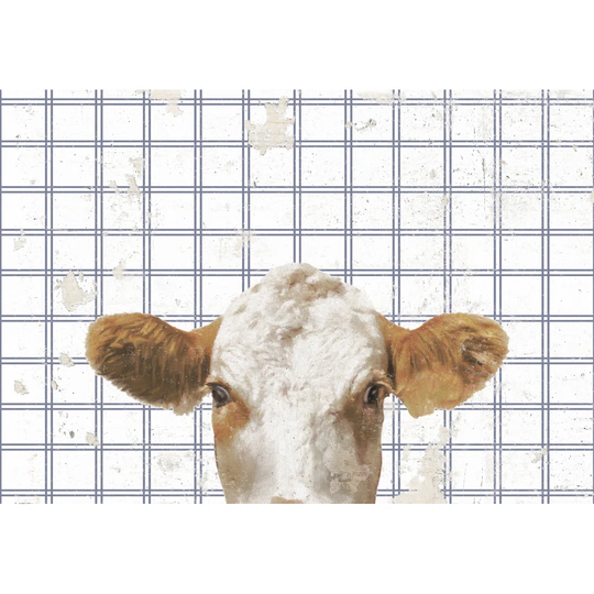 Peeping Cow Face Texture Pattern - Wrapped Canvas Painting Print