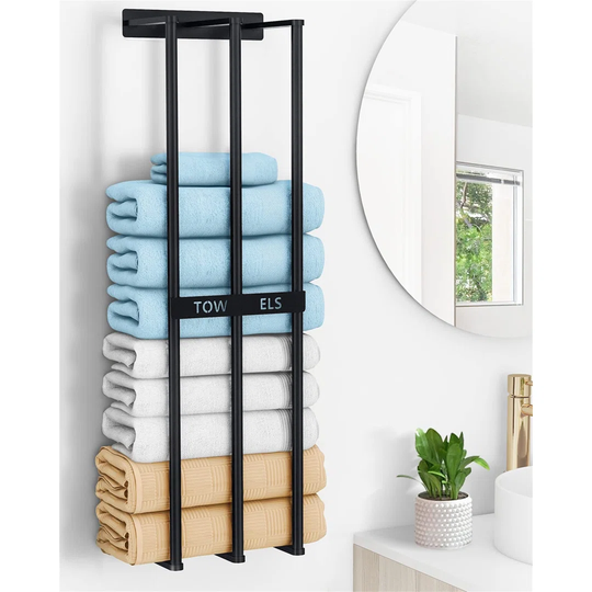 Wall Towel Rack For Rolled Towels, Bethom New Upgrade 3 Bar Towel Racks For Bathroom Wall Mounted, Metal Bath Towel Holder For Folded Large Towel Wash