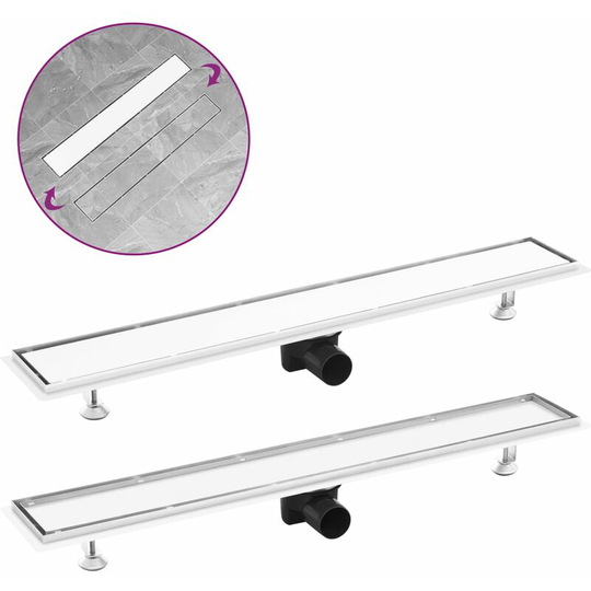 Vidaxl - Shower Drain with 2-in-1 Cover 83x14 cm Stainless Steel