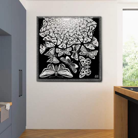 August Grove - Quadro - Stampa Su Tela Canvas - Escher - Butterflies - 100 X 100 Cm