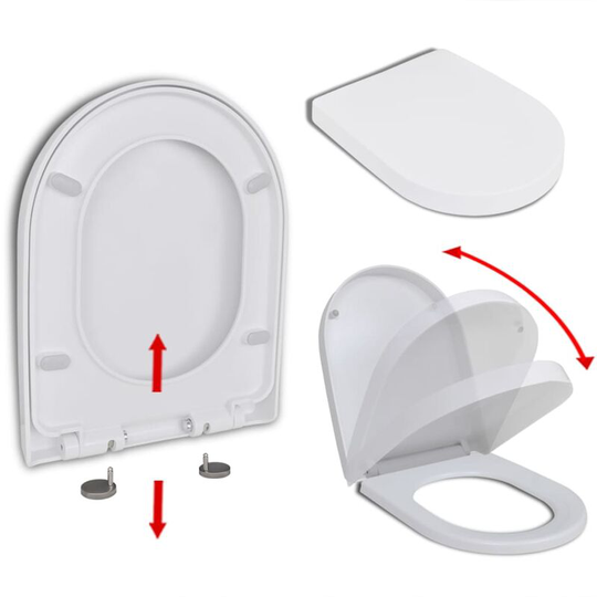 Soft-close Toilet Seat with Quick-release Design White Square VDTD04137 - Topdeal