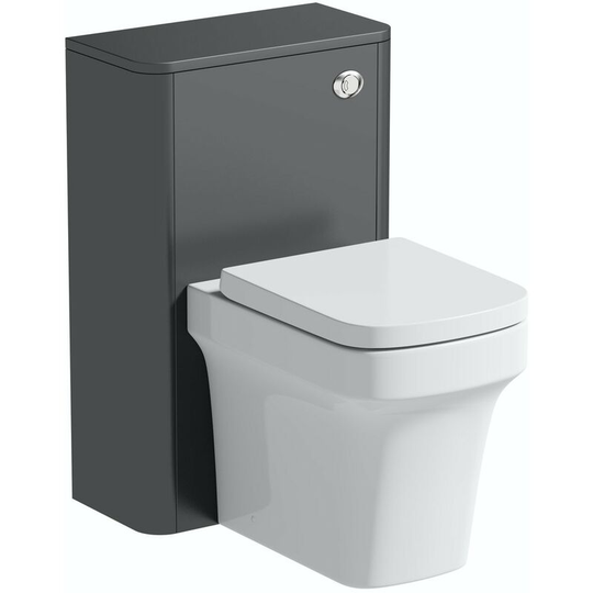 Mode - Carter slate gloss grey back to wall unit and toilet with soft close seat - Grey