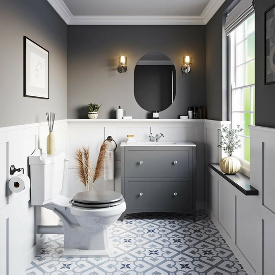 The Bath Co. Winchester and Camberley satin grey vanity suite 600mm - White/grey