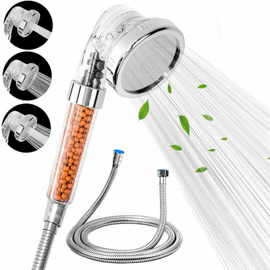 Shower Head Handheld High Pressure Water with 1.5M Shower Hose Beads Filter - Miqu