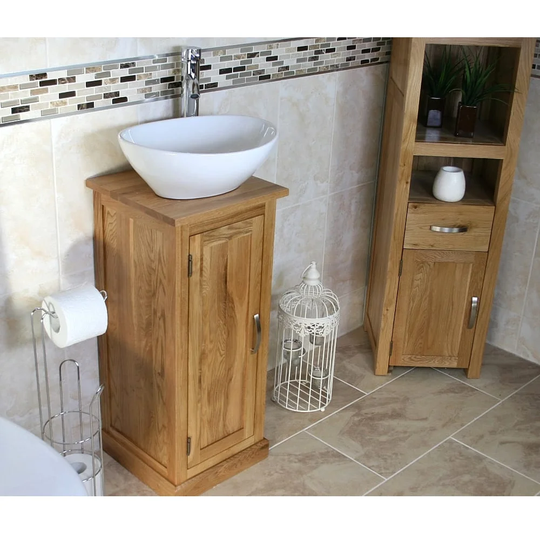 Crafton Compact Solid Oak 350mm Free-Standing Vanity Unit