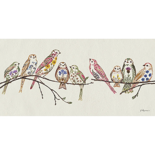 'Wildflower Sparrows' Graphic Art on Wrapped Canvas