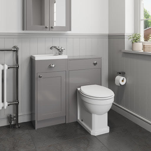 Park Lane Traditional Toilet & Basin Vanity Unit Combination - Door & Soft Close Seat - 900mm Grey