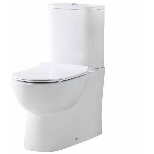 Orbit - Riva Closed Back Coupled Rimless Toilet Push Button Cistern - Excluding Seat