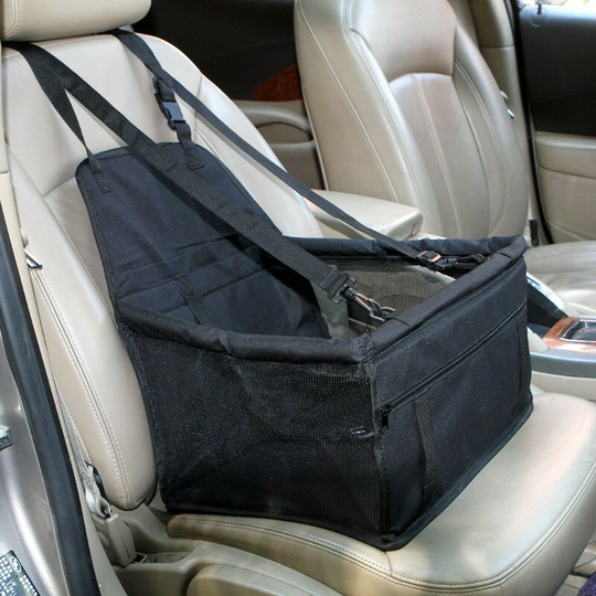 Car Booster Seat for Dogs or Cats, Dog Car Carrier Bag Waterproof Oxford Cloth Booster Cover with Travel Safety Belt for Puppies (Black)