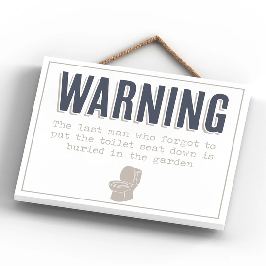 Warning Put the Toilet Seat Down - Unframed Typography on Wood