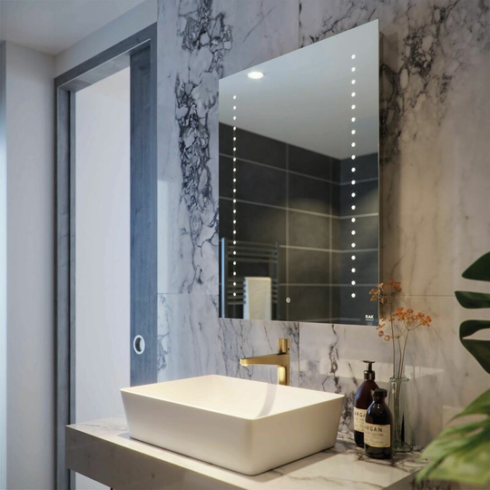 Rak Hestia led Bathroom Mirror Demister Anti-Fog Shaver Socket IP44 800 x 600mm - Silver