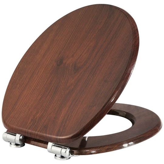 Wooden toilet seats Soft Close wc Seat Hinge Ideal for Standard Toilet Dark Beech - Woltu