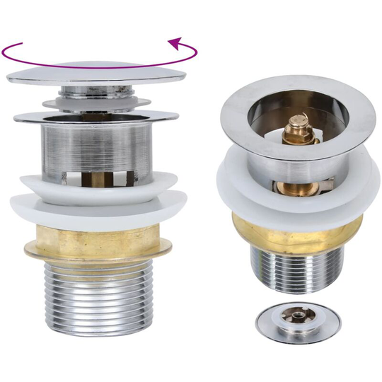 Push Drain without Overflow Function Silver 6.4x6.4x9.1 cm Vidaxl Silver