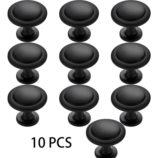 Sunflowergb - 10 Pack Kitchen Cabinet Knobs 1-1/4' Drawer Knobs Dresser Knobs Matte Black Zinc Knobs Drawer Pulls Door Knobs