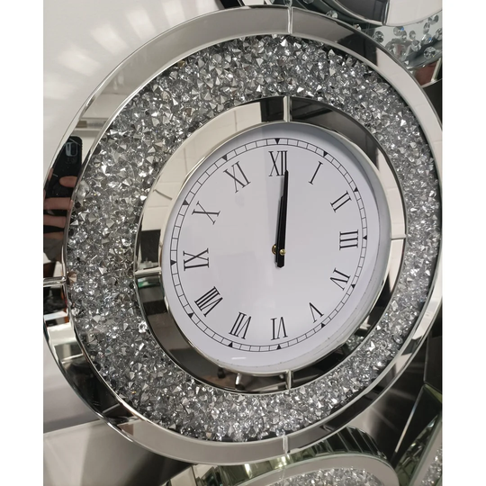 Pontiac Crushed diamond mirrored wall clock 50cm