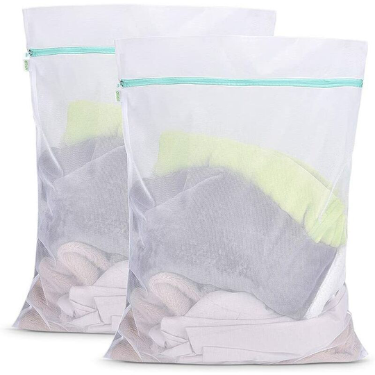 Laundry Bags 60x80cm Set of 2 Mesh Laundry Bag Large Size Washing Net with Zipper Laundry Bags Laundry Net for Washing Machine Blouse Shirts