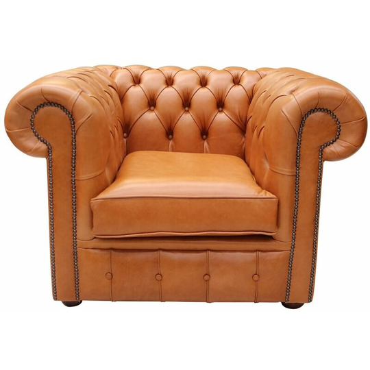 Chesterfield Low Back Club ArmChair Old English Saddle Leather