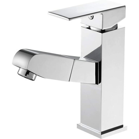 Bathroom Sink Faucet, Single Handle Pull Out Sink Faucet with Durable Copper Body, Cold and Hot Water Available, Easy Assembly Perfect Bathroom