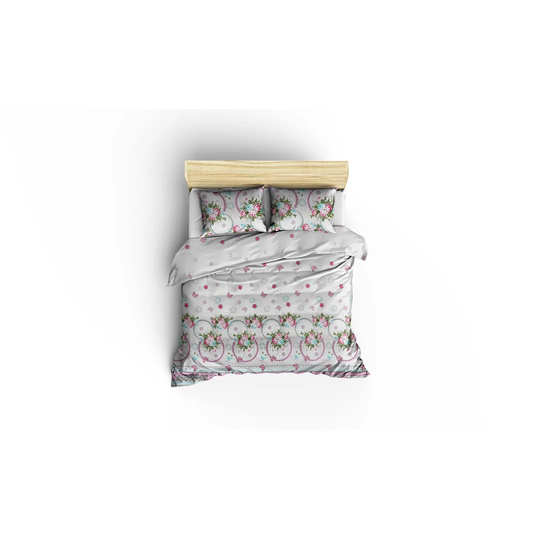 Dusek Grey/Pink/White/Green 120 TC 3 Piece Duvet Cover Set