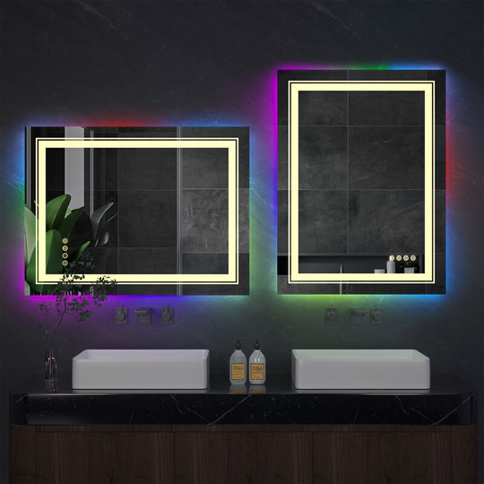 900x700 Large Illuminated Led Bathroom Mirror with Demister Pad Rectangle rgb Backlit Touch Sensor Switch