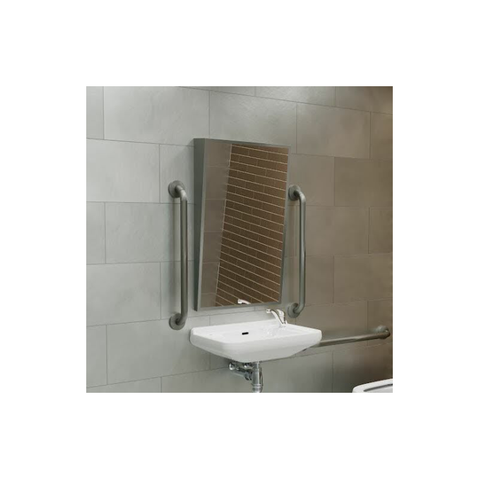 Modern Wall Mounted Bathroom Mirror Rectangular Angled Brushed Steel 500 x 800mm - Steel