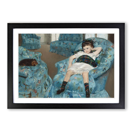 Little Girl in a Blue Armchair by Mary Cassatt - Picture Frame Painting