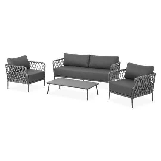 Set Of 2 Armchairs, Sofa And Table Pinecrest Grey/anthracite