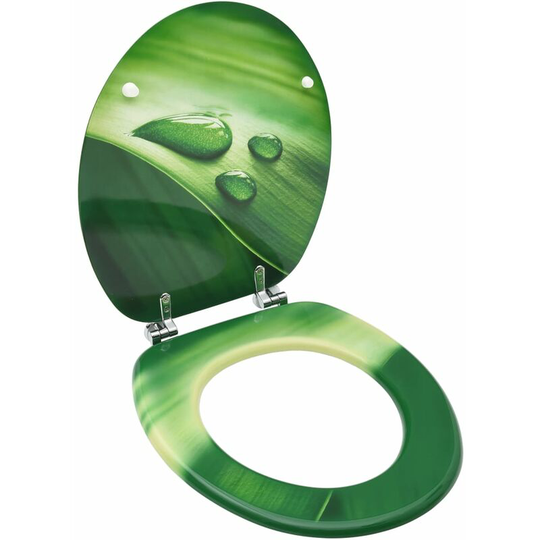 Wc Toilet Seat with Lid mdf Green Water Drop Design FF146908_UK - Topdeal