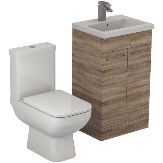 Wholesale Domestic - Turin Bordalino Oak 500mm 2 Door Vanity Unit and Toilet Suite - Bordalino Oak