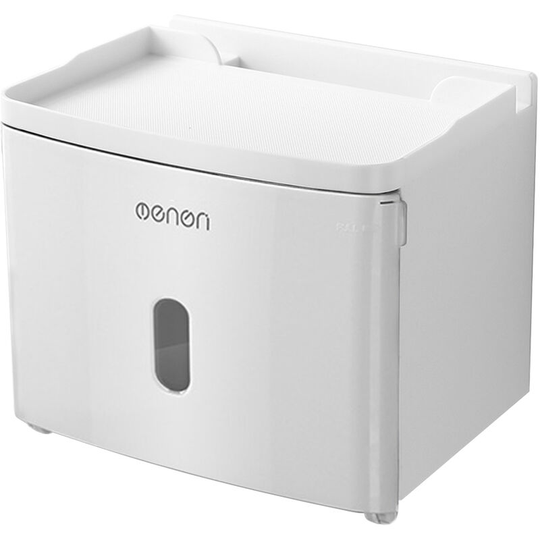 Paper Towel Dispenser Wall Mounted Adhesive Roll Paper Holder Dispenser Bathroom Toilet Tissue Dispenser - White
