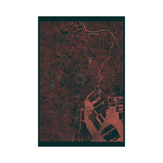 Tokyo Infrared Urban Blueprint Map by Hubert Roguski - Wrapped Canvas Graphic Art