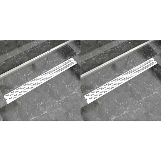 Linear Shower Drain 2 pcs Wave 1030x140 mm Stainless Steel