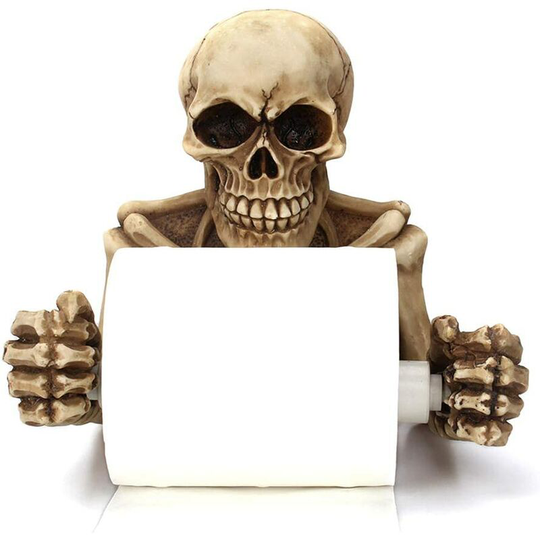 Decorative Skull Toilet Paper Holder, Scary Halloween Decorations Bathroom Wall Panel Props