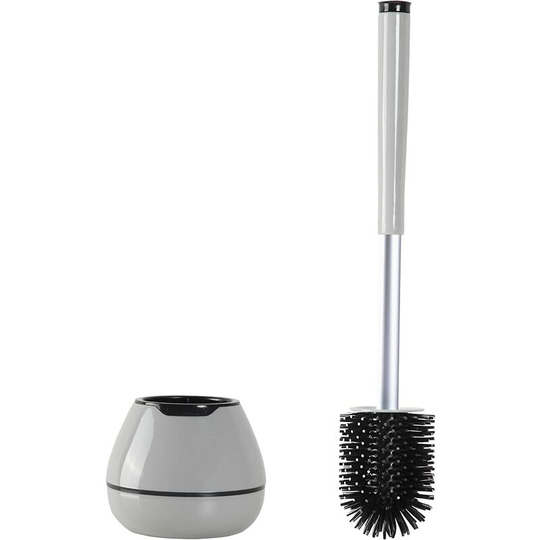 Toilet Brush, Toilet Brush, Silicone Bristle with Long Handle Tweezer Holder - Gray