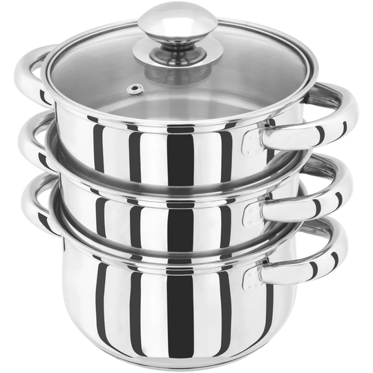 Judge Essentials 16cm Stainless Steel 3 Tier Steamer with Glass Lid