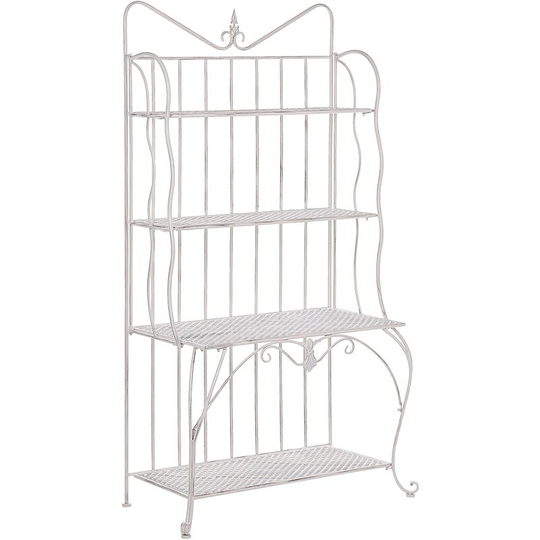 Retro Plant Shelf Metal Outdoor Garden Freestanding 4 Shelves Light Beige Pavona - Beige