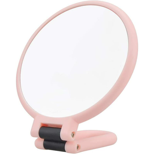Double Sided Makeup Mirror 5x/1x Magnification Ice Cream Handheld Mirror with Folding Handle/Stand, Travel Mirror for Girls Women, Portable Pocket