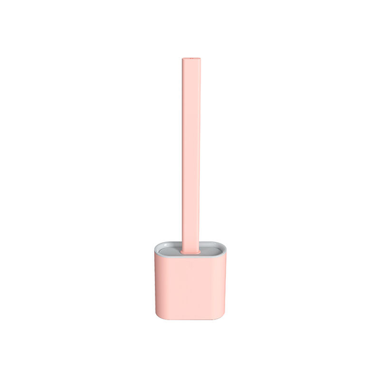 Silicone Toilet Brush with Quick Dry Holder, Scratch Resistant Flexible Brush for Bathroom Toilet (Pink)