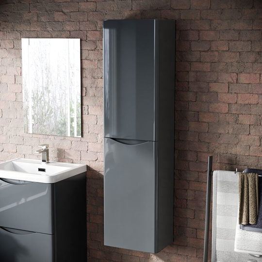 Bathroom Wall Hung Cupboard Cabinet Vanity Storage Grey | Lyndon