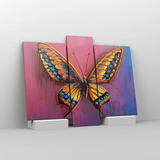 Butterfly Colorful Painted - 3 Piece Wrapped Canvas Painting