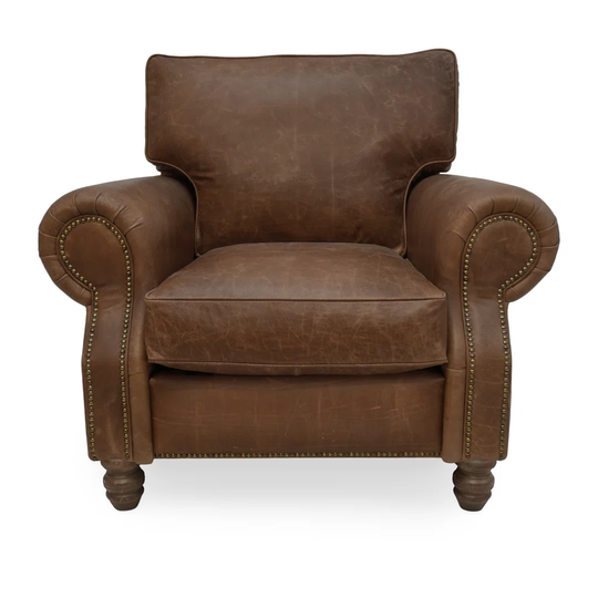 The Hepburn'' Vintage Leather Arm Chair In Brown