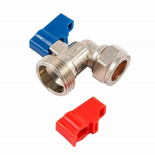 Beck - 15mm x 3/4'' Angled Washing Machine Valve - Pack of 10 - Chrome